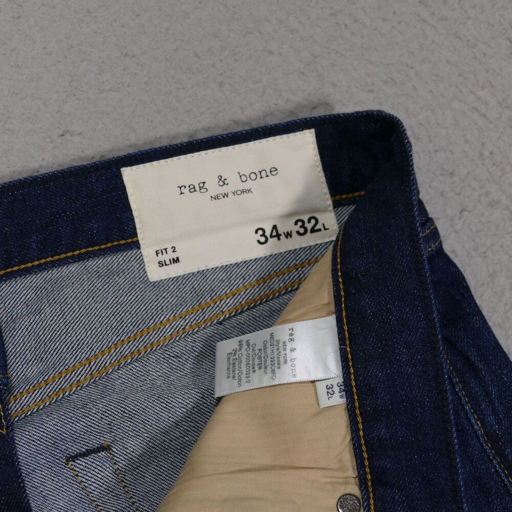 Rag & Bone Jeans Mens 34x29 Dark Wash Denim Fit 2 Slim - Picture 9 of 16